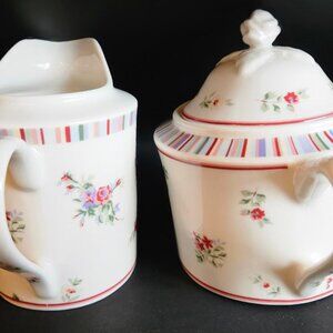Laura Ashley "High Tea" sugar/creamer set. Made of bone china.